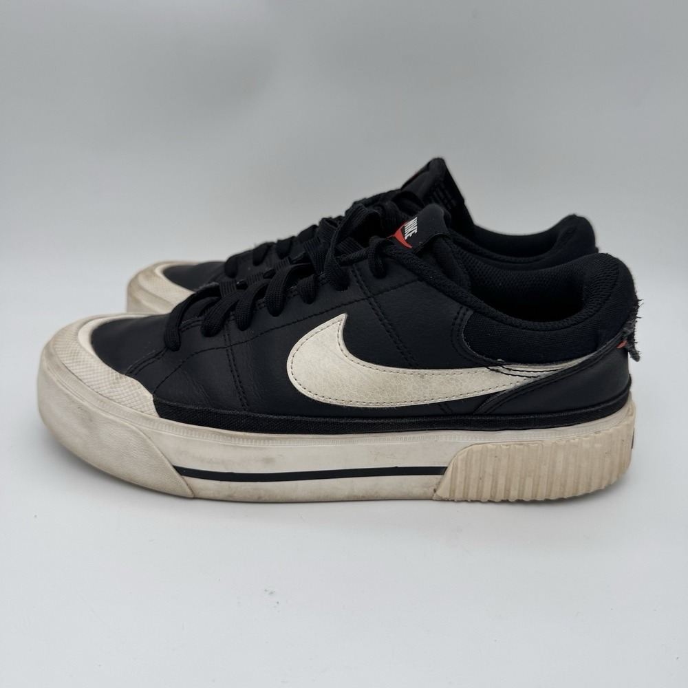 Nike Court Legacy Lift Black White Women's Platform Sneakers Size 8